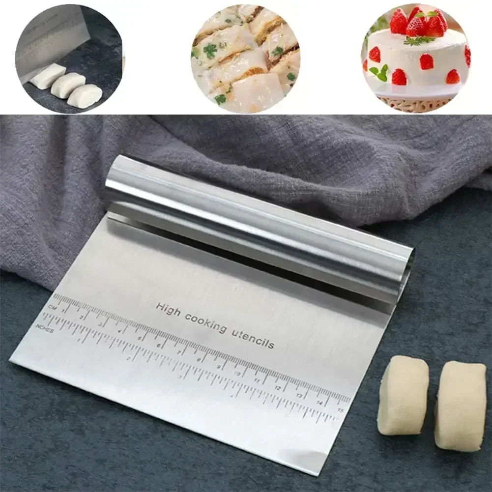 Stainless Steel Cake Scraper Pastry Cutters Baking Cake Cooking Dough Scraper Fondant Spatulas Edge DIY Baking Decorating Tools