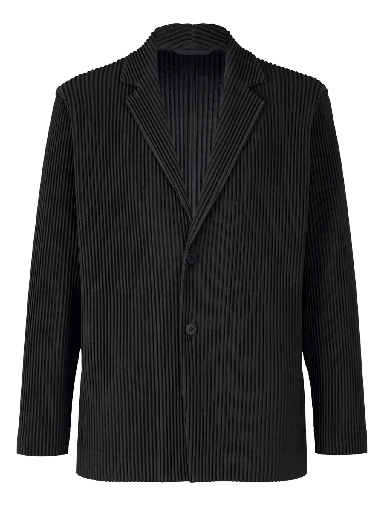 Miyake Pleated Men 2024 New Office Black Blazer Luxury High Fashion Suits Partially Lined Autumn Winter Coat