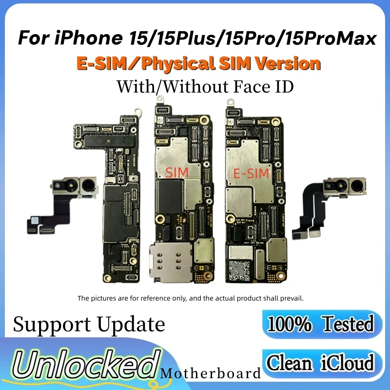 Placa base lógica iCloud limpia auténtica desbloqueada para iPhone 15 Pro Max para iPhone 15 Plus con/sin placa base de identificación facial