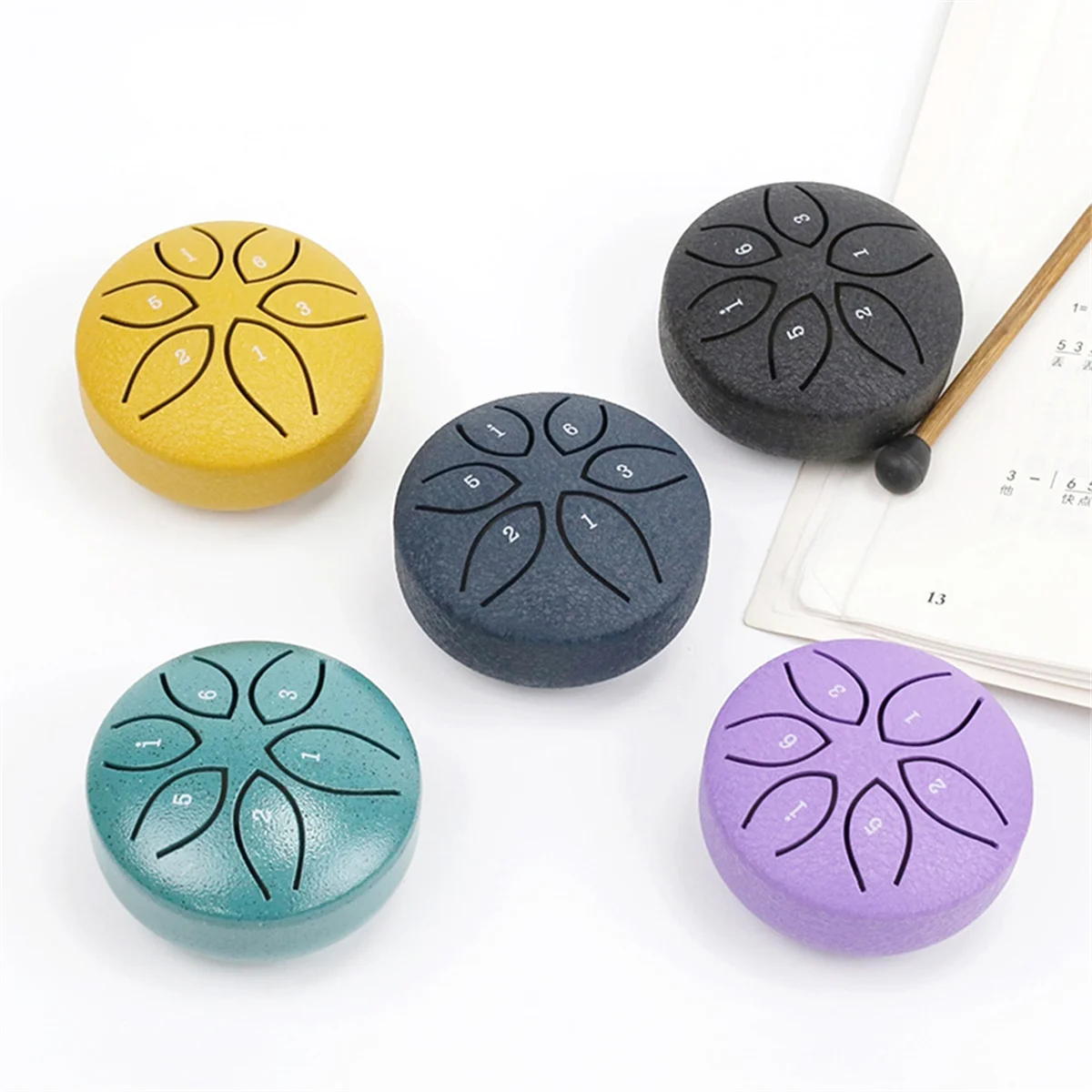 A71P 3 بوصة 6 لهجة الصلب اللسان طبلة يدوية صغيرة الطبول مع أفخاذ قرع الآلات الموسيقية طبل أصفر #4