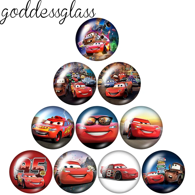 Disney Cars Lighting McQueen Mater Jackson 12mm/18mm/20mm/25mm Round photo glass cabochon flat back Making findings keychain