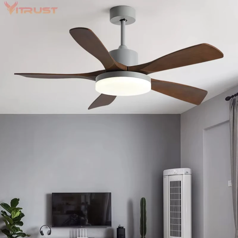 Strong Wind Ceiling Fan with LED Light Kit Remote Control Modern 5 Blades Reversible Quiet DC Reversible Motor