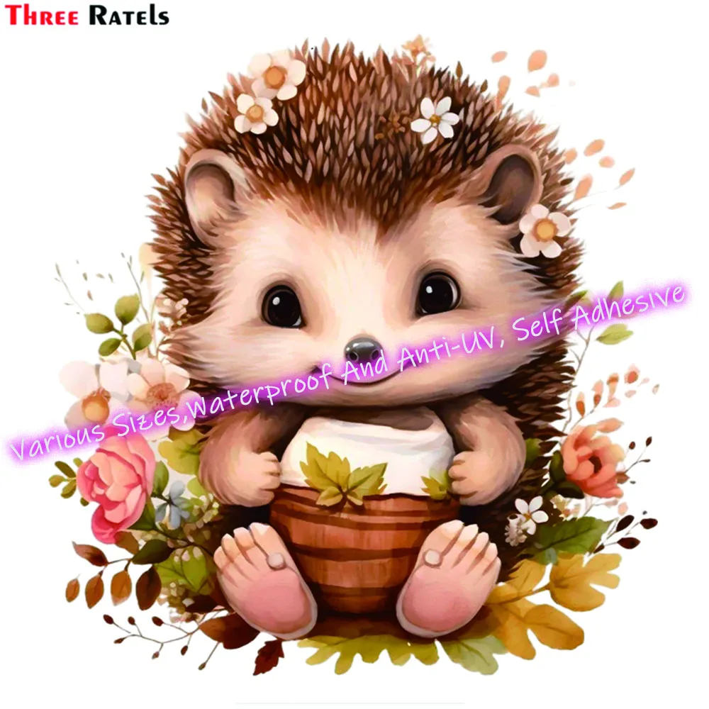 Three Ratels M257 Hedgehog Pixian Personalized Creative Scratch Stickers Various Size For Car Styling Decoration