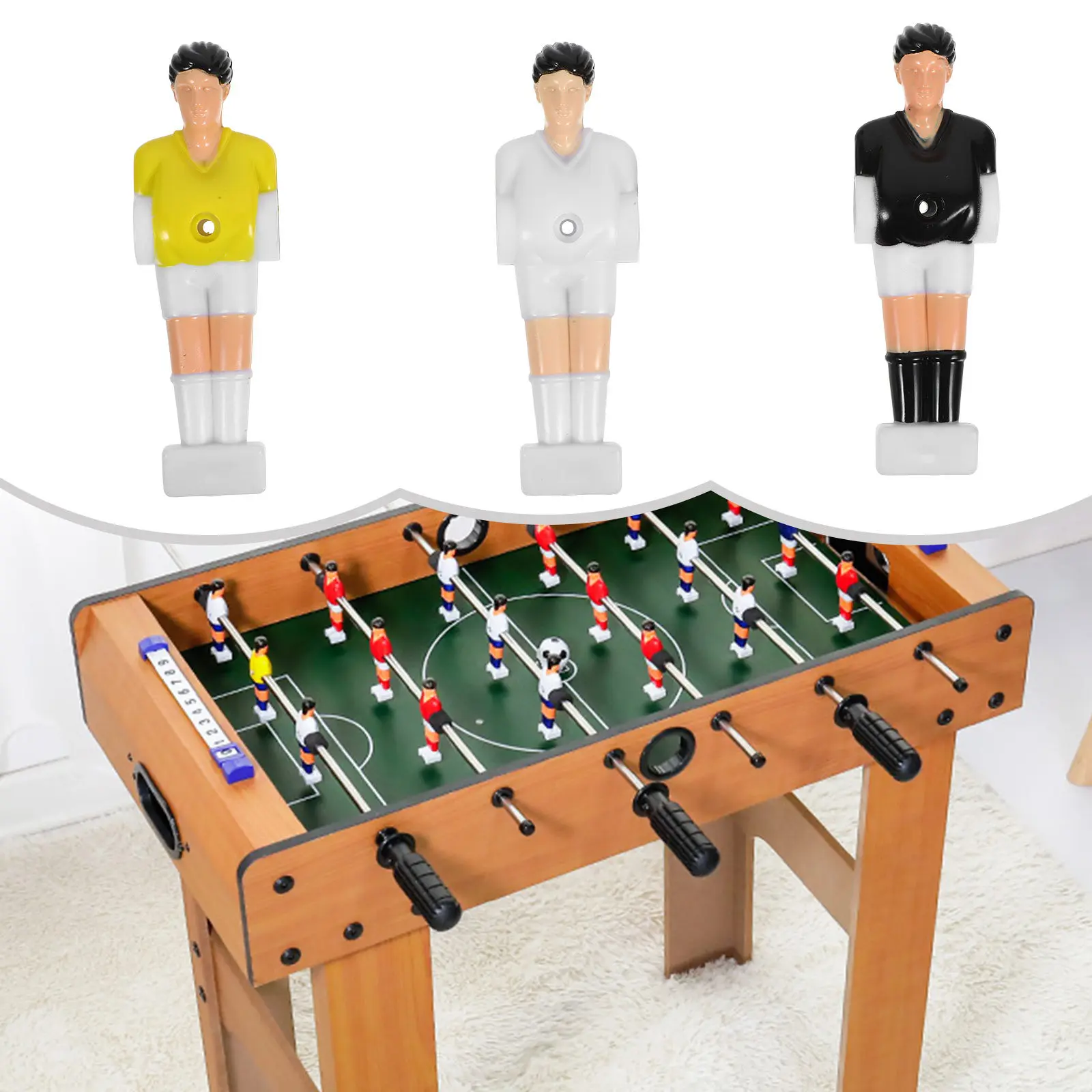 

3Pcs Foosball Figures PVC Wear Resistant Table Football Machine Supplies Desktop Soccer Player Replacement Parts for Football