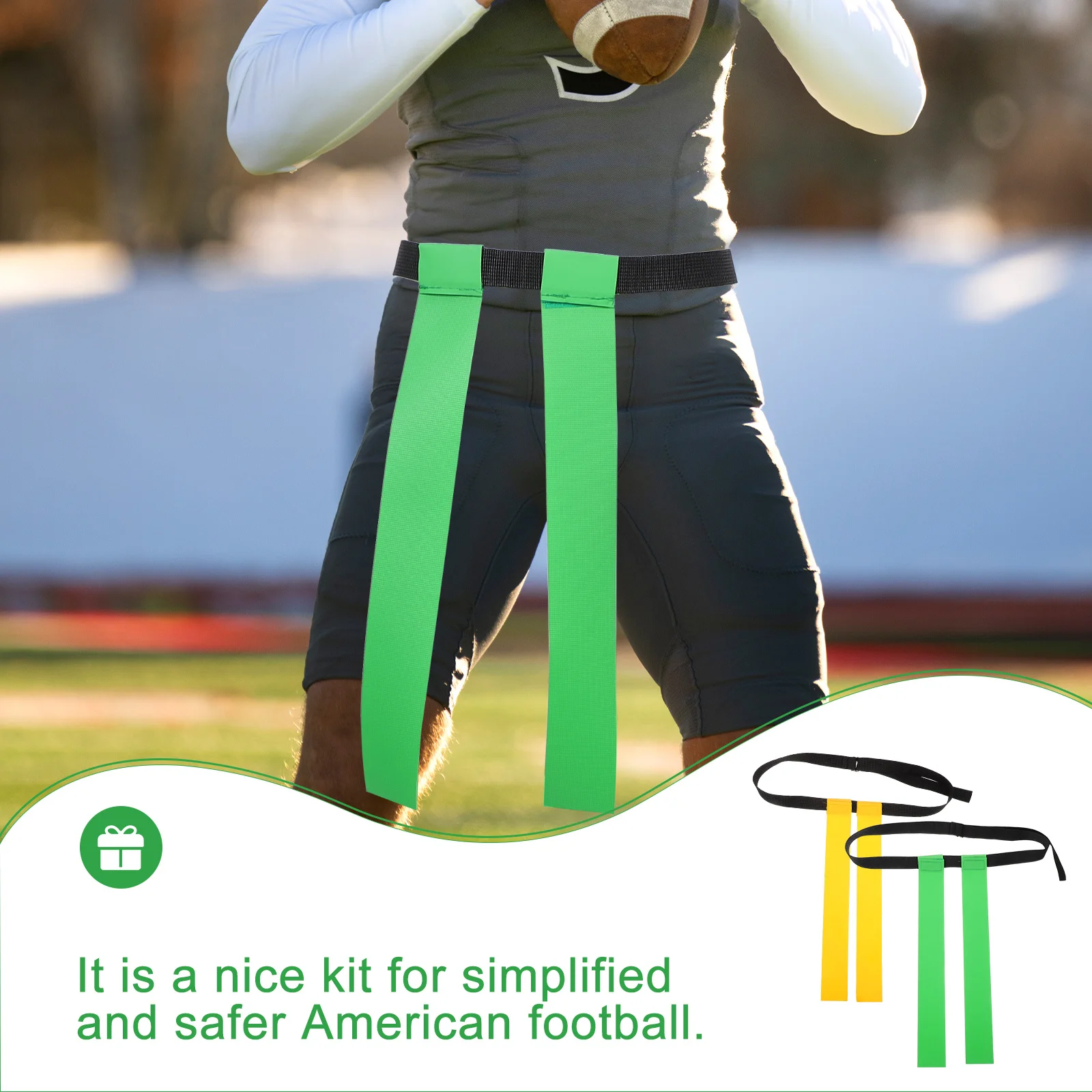 

2 set Football Flag Belt Adjustable Rugby Waist Belt For Unisex Sports Outdoor Training Reusable Football Gear Supplies