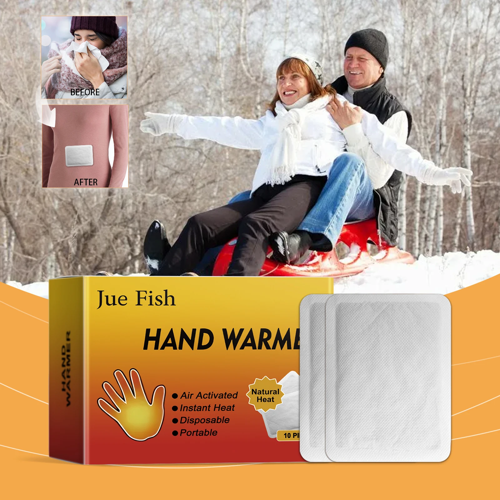 

10PCS Disposable Hand Warmers Quick Self-heating Body Warmer Patch Odorless Portable Lasting Effect for Winter Kids & Adults Use