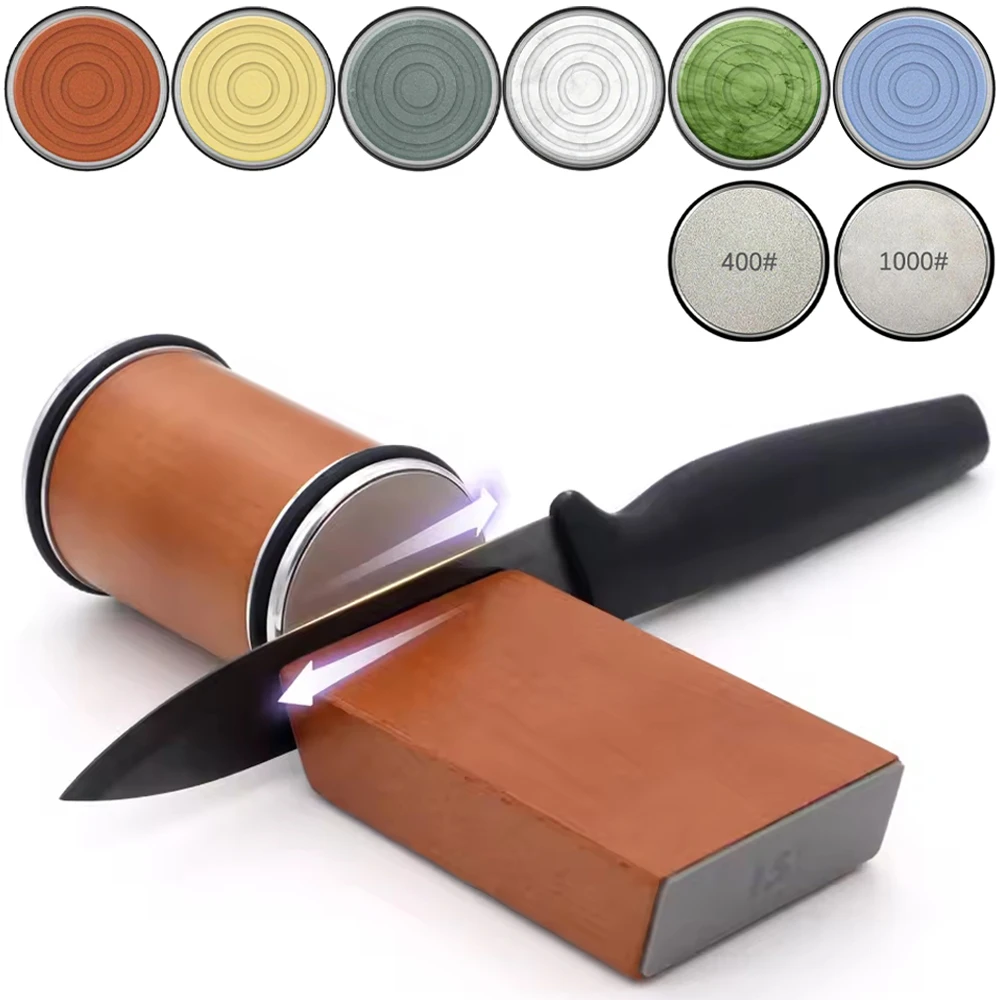 Afilador de cuchillos rodante para kit de afilador de cuchillos de borde recto con 15/20 °   Ángulo magnético de grado para cuchillos de cocina, juego de piedras para afilar