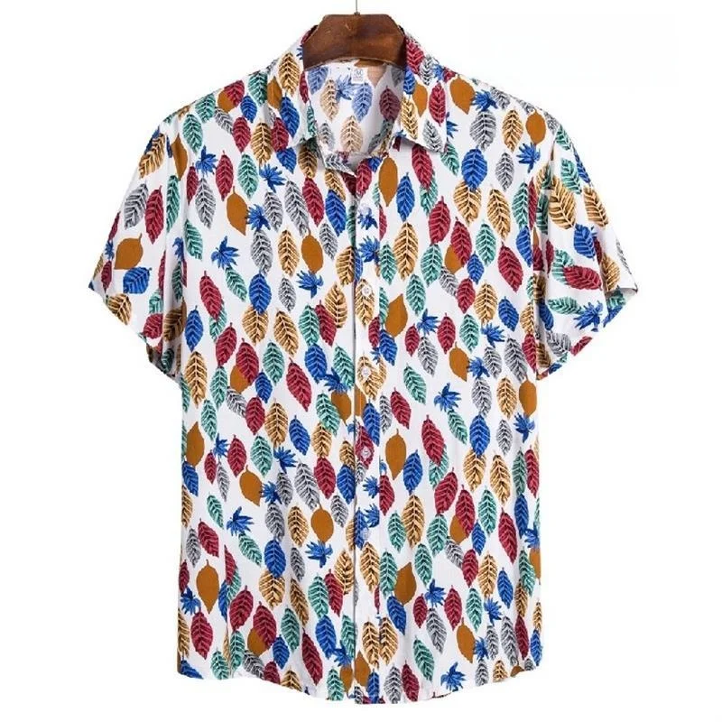 ملابس داخلية رجالية صيفية للشاطئ مطبوعة ort-Sved irt Hawaii Sle بياقة رفيعة عادية طويلة Sve للنساء