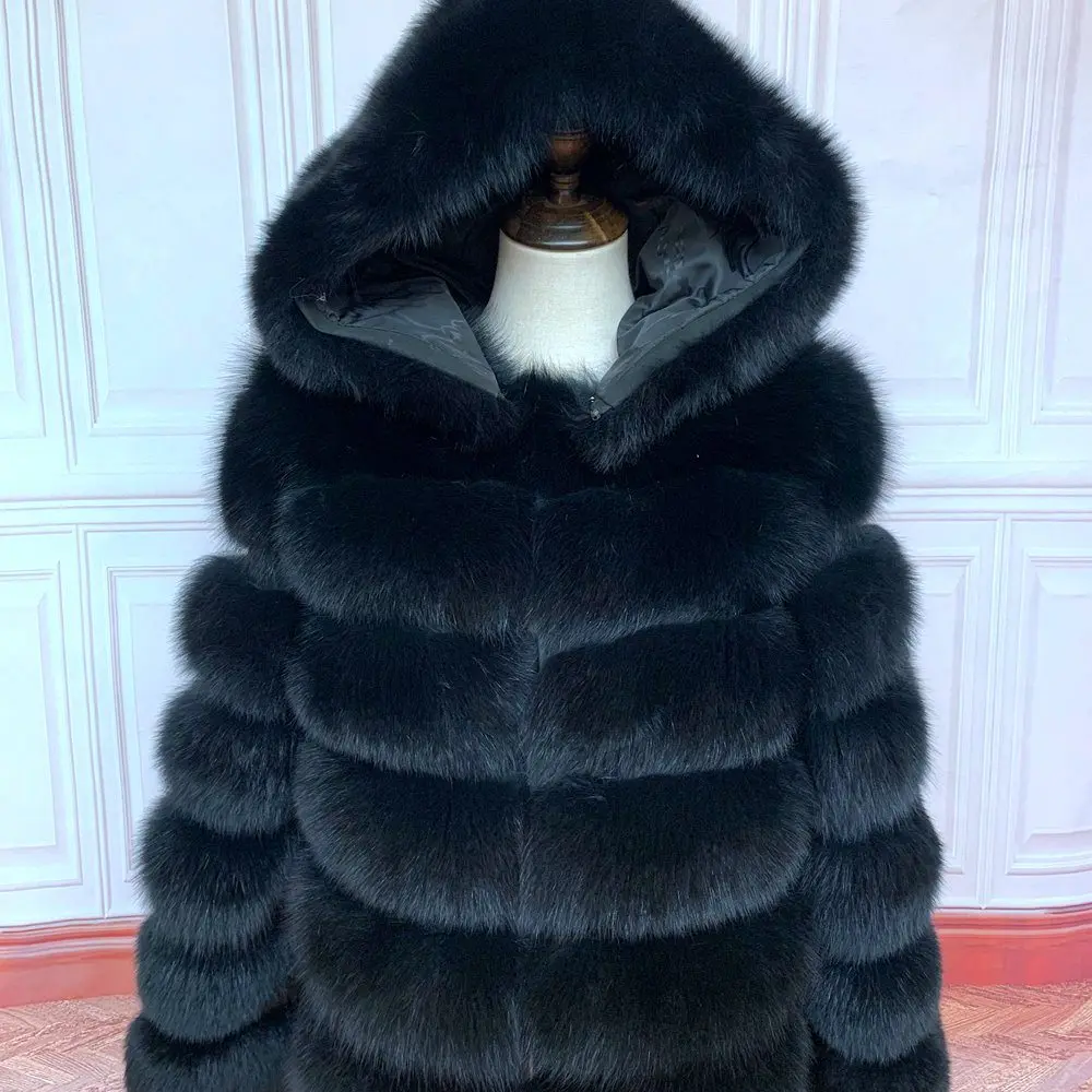 

2023Real fur,Fur Coat Women's Winter Coats Overcoat Female Fur Jackets For Women Long Sleeves Hood womans Real fur coats Real Fu