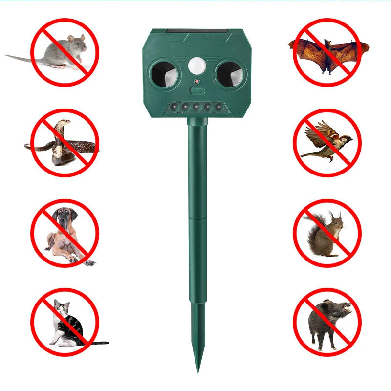 Outdoor Solar-Powered Animal Pest Repellers Ultrasonic Rodent Repellers Infrared Induction Bird and Insect Repellers