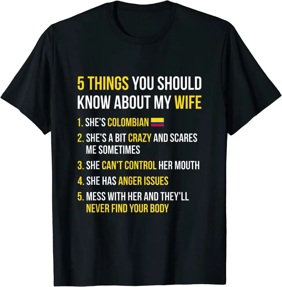 NEW LIMITED Funny 5 Things You Should Know About My Colombian Wife T-Shirt S-3XL