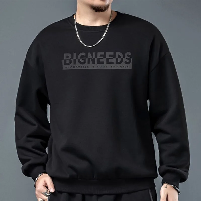 

Модный свитшот для мужчин осенью, спортивный свободный новый утолщенный повседневный топ с круглым вырезом и длинными рукавами, универсальный пуловер