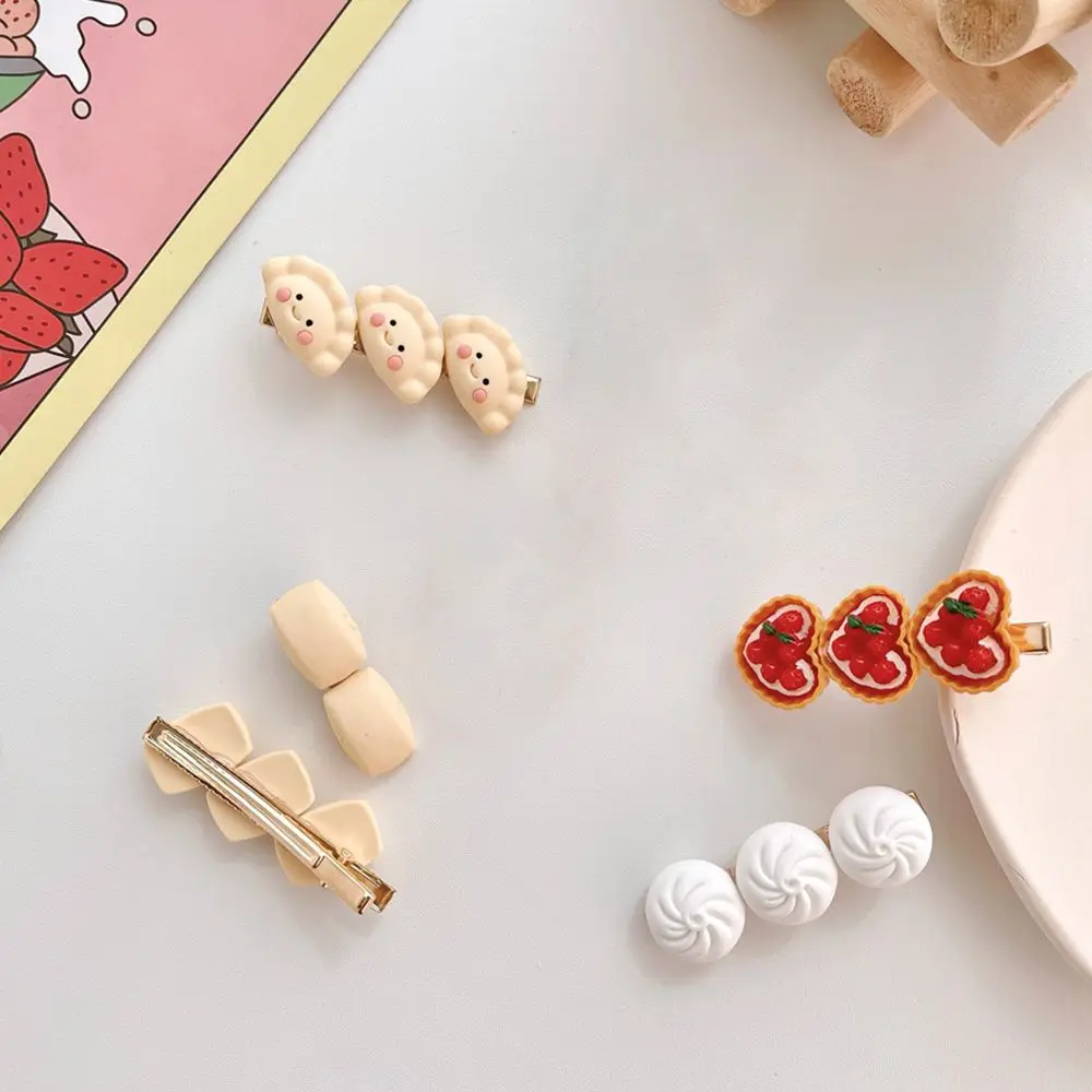 Kids Steamed Bun Steamed Stuffed Bun Korean Style Hair Clip Resin Duckbill Clip Simulated Food Hairpin Women Hair Accessories