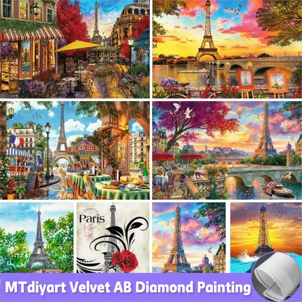 Peinture Diamant Tour Eiffel 5D, Perles Carrées ou Rondes, Mosaïque, Ensemble Complet, Broderie, Paysage de Rue de Paris, Décor Strass, DIY