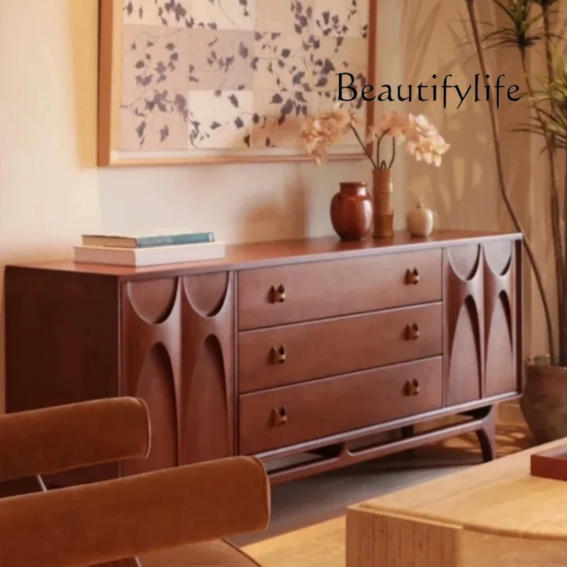 L solid wood dining side cabinet designer is surprised by the quiet wind retro bucket cabinet, entrance cabinet against the wall