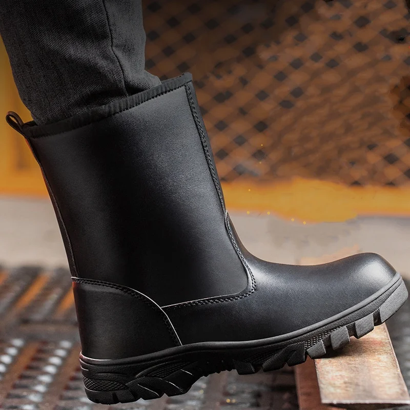 

Мужские повседневные защитные ботинки со стальным носком, рабочая обувь из мягкой кожи, рабочая обувь для сварки на открытом воздухе, высокая защитная обувь, защита