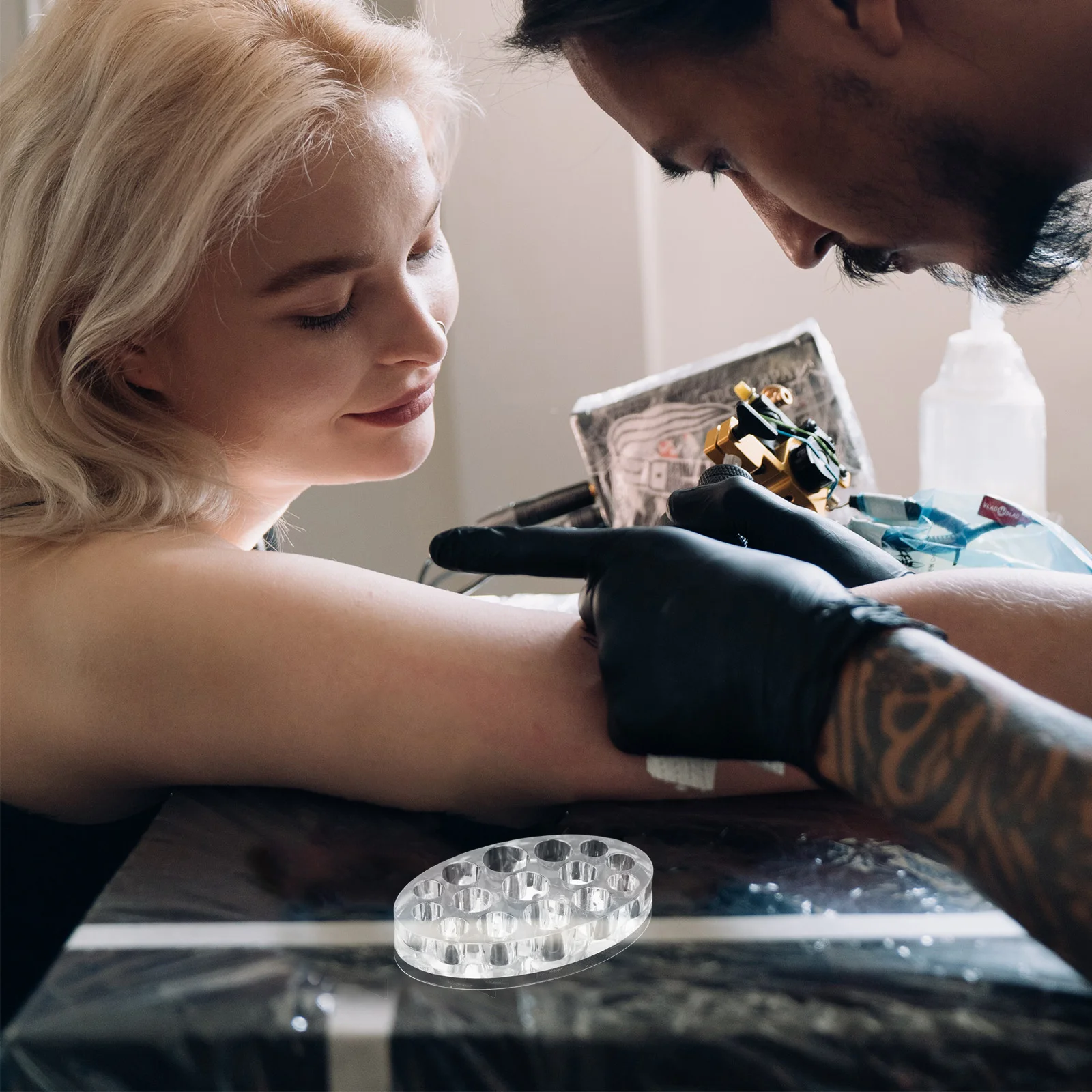 

Овальный лоток-держатель для чернил, 15-слотовая подставка для пигментной чашки для принадлежностей для татуировок, контейнер для чернил с защитой от разлива, органайзер, надежная сборка