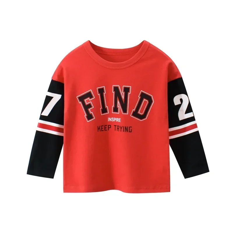 2025 Brand New Letter Print T Shirt Boys Girls Kids Clothes Spring Autumn Boy's Long Sleeve T-shirt Cotton Top Tee Dropship