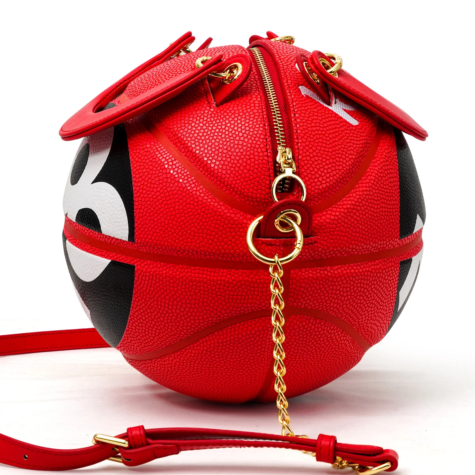Kuangmi Unique Basketball Shaped Crossbody Bag PU Handbag for Girl Women, Trendy and Cool Street Style Accessories