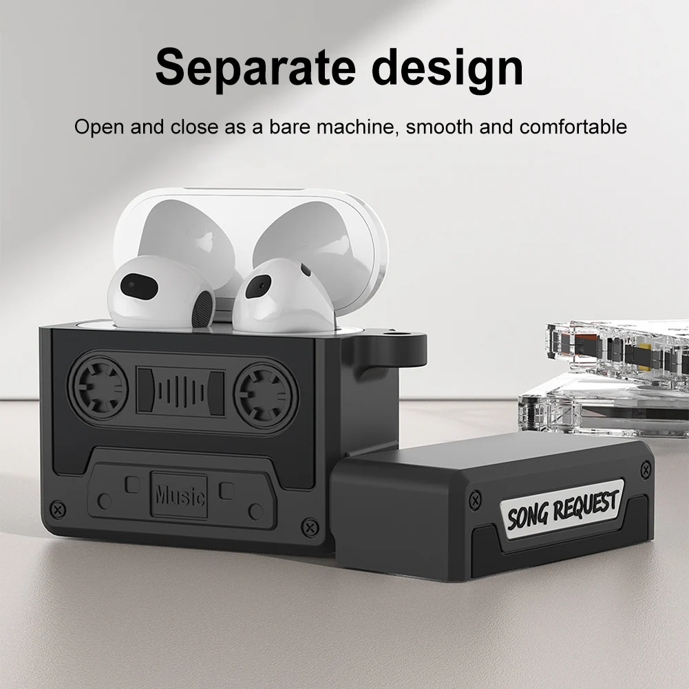 كاسيت الشريط غطاء من السيليكون ثلاثية الأبعاد لطيف لينة غطاء سيليكون للصدمات الكرتون سيليكون واقية ل AirPods 4th Gen 2024 #3