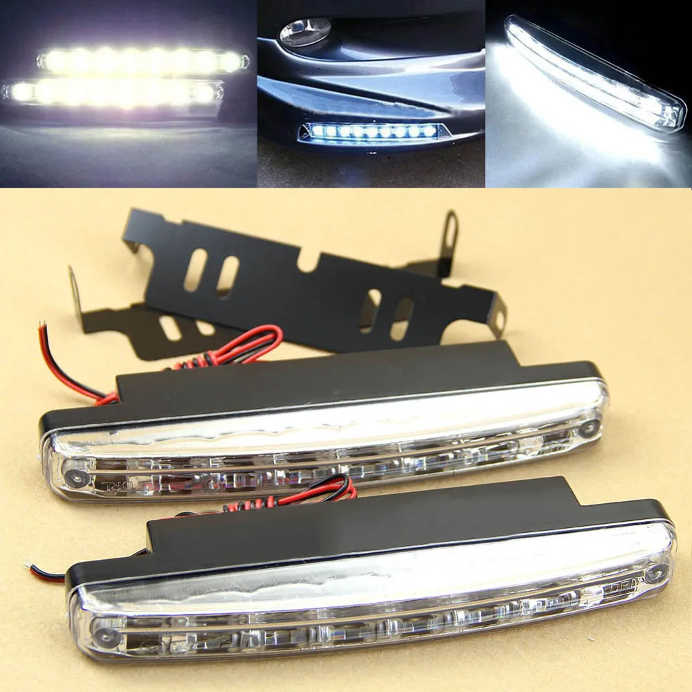 1pc 8 LED Super Bright Car Drl Daytime Running Light impermeabile Daylight Bulb Head 6000k-7000k lampada bianca utile lampada per auto