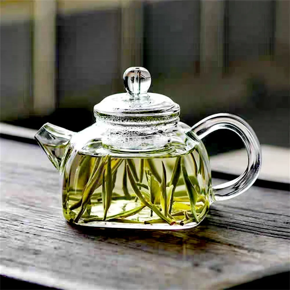 

Small Capacity 150ml Square Shape Heat Resistant Glass Teapot With Filter Kungfu Tea Set Brewing Green Tea Pot Teaware