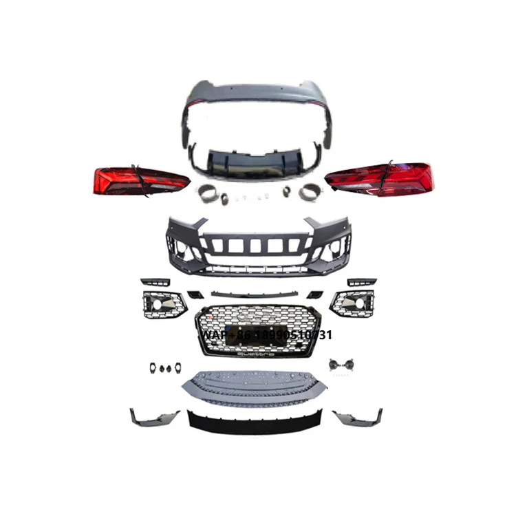 

Auto Parts Upgrade RS5 Style Bumper Body Kit Rear Diffuser Grille Bumpers LED Tail Lights Bodykit for A5 S5 B9 2017-2020