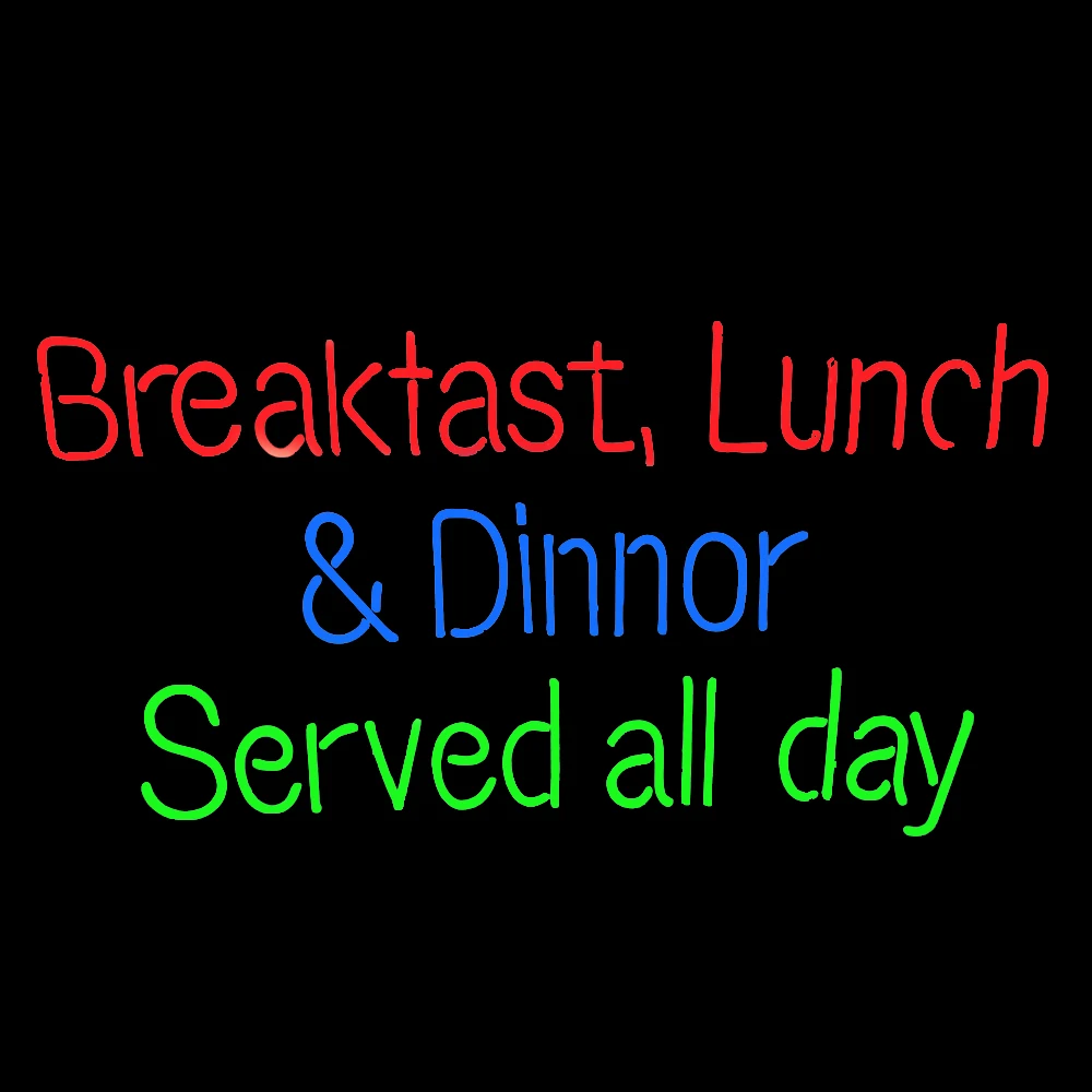 Breakfast Luch Dinner Food Serve All Day Sandwiches Neon Light Sign Handmade Real Glass Tube Store Room Decoration Display Lamp
