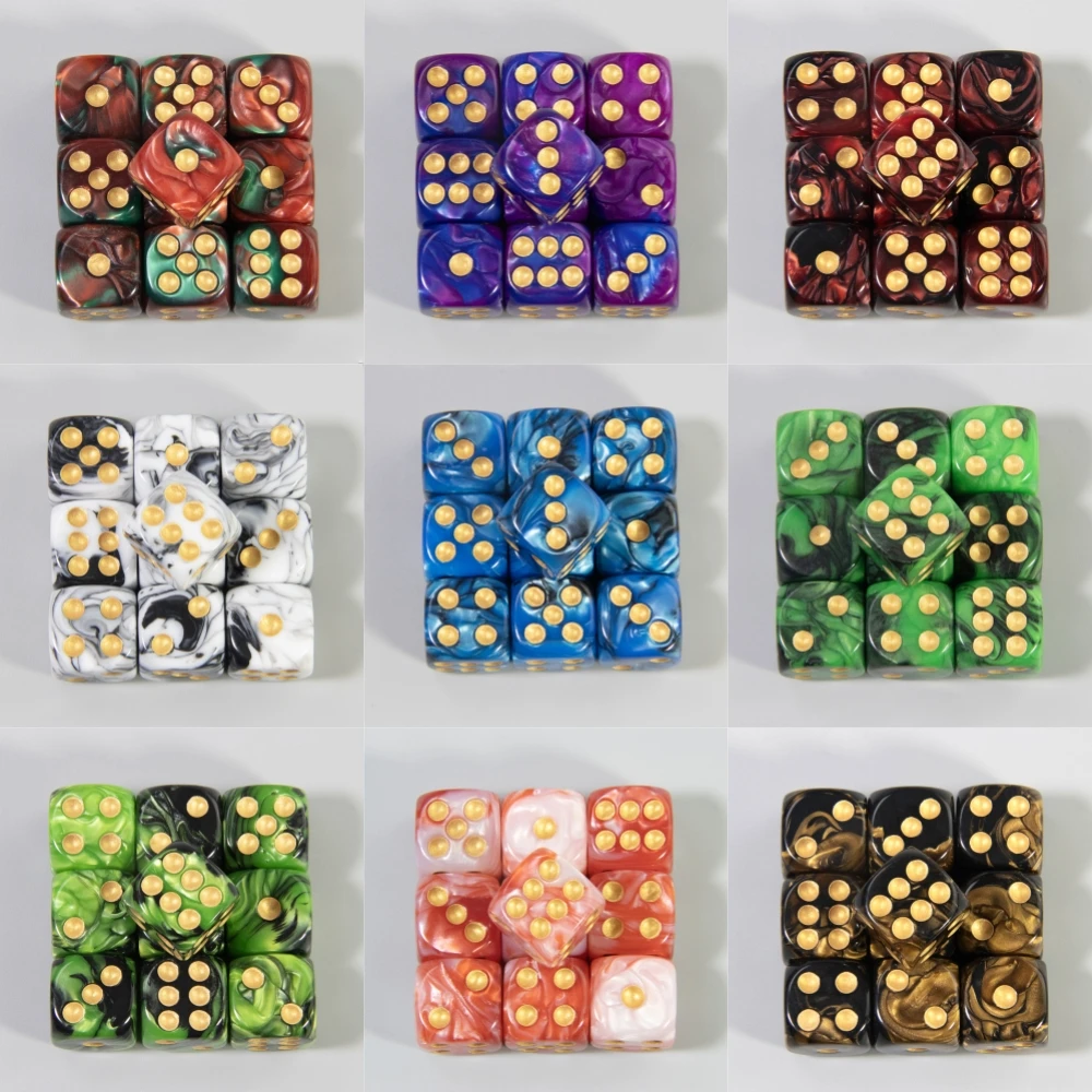 10pcs 16mm D6 Dice Mixing Color Rounded Corner Dice for Poker Game Family Entertainment Party Gathering Games