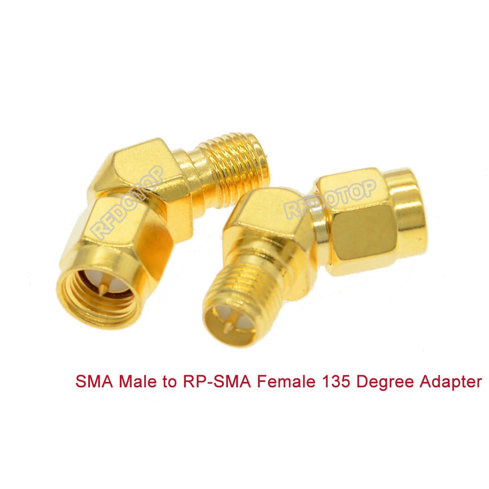 100PCS/lot SMA Male Plug to RP-SMA Female Jack 135 Degree Connector for Wifi Raido Antenna SMA-J to RPSMA-J 45 Degree RF Adapter