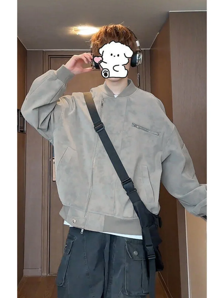 

Мужская короткая куртка из искусственной кожи, весенне-осенняя, модная, в американском ретро-стиле, мотоциклетная, пилотская, бейсбольная, рабочая куртка