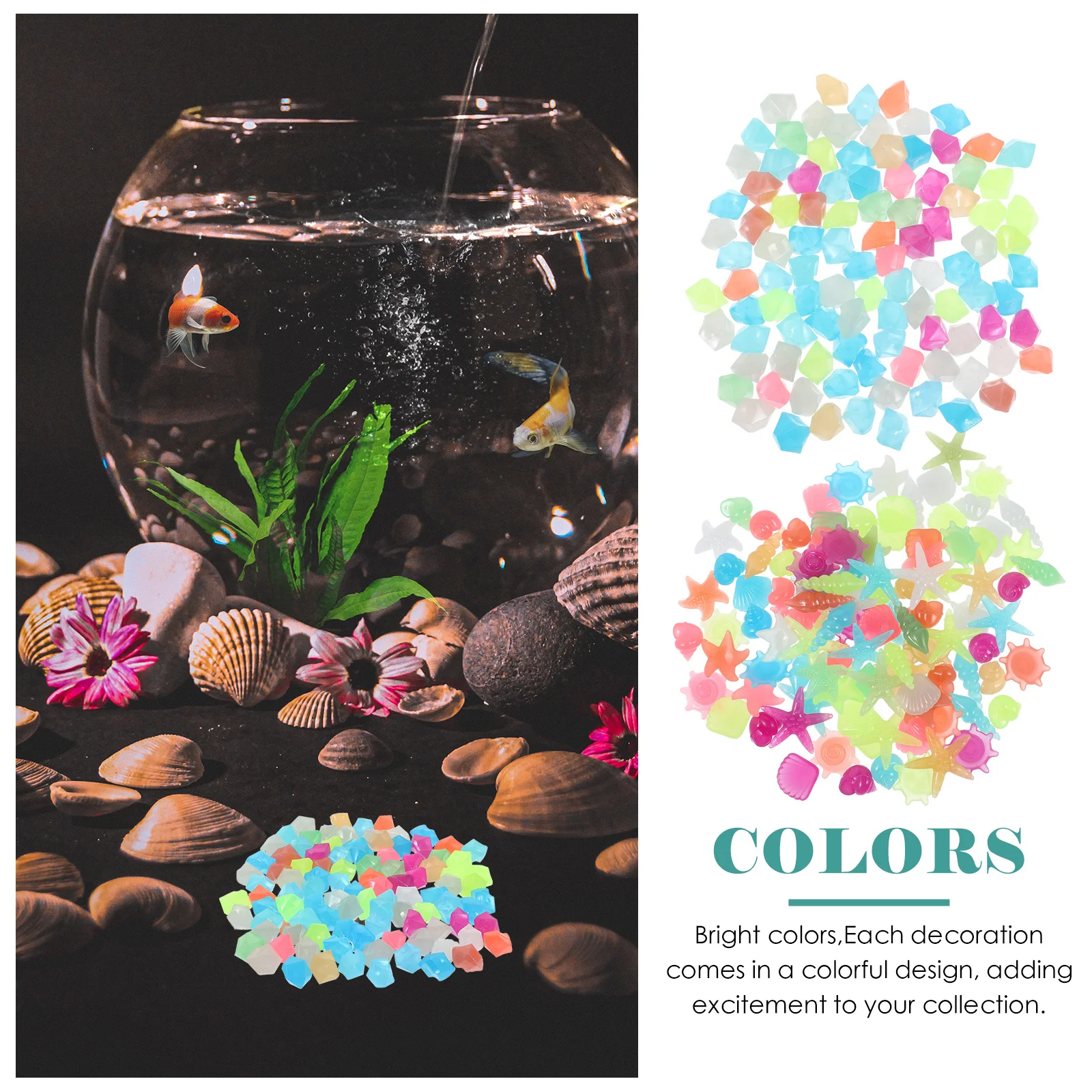

200Pcs Glow in The Dark Aquarium Stones Creative Colorful Luminous Rocks for Fish Tank Decorative Flowerpot Pebbles Night