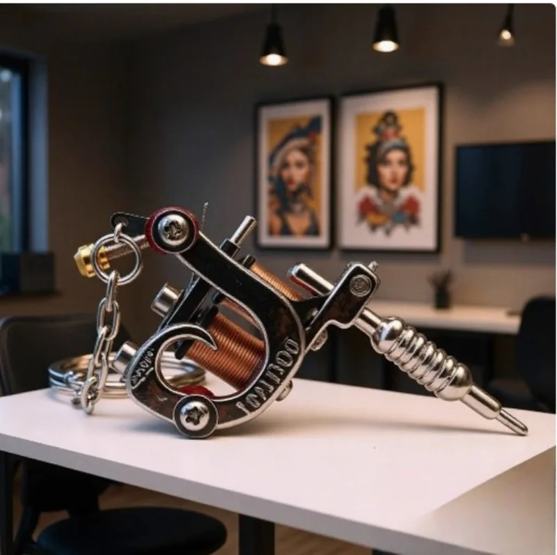 mini-coil-tattoo-machine-model-pendant-ornament-tattoo-periphery-accessories-movable-tattoo-machine-keychain-small-gift