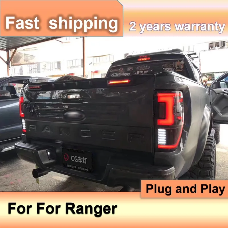 Car Accessories for Ford Ranger Tail Lights 2015-2022 Ford Ranger Raptor Rear Light DRL Turn Signal Brake Light Fog Light Revers