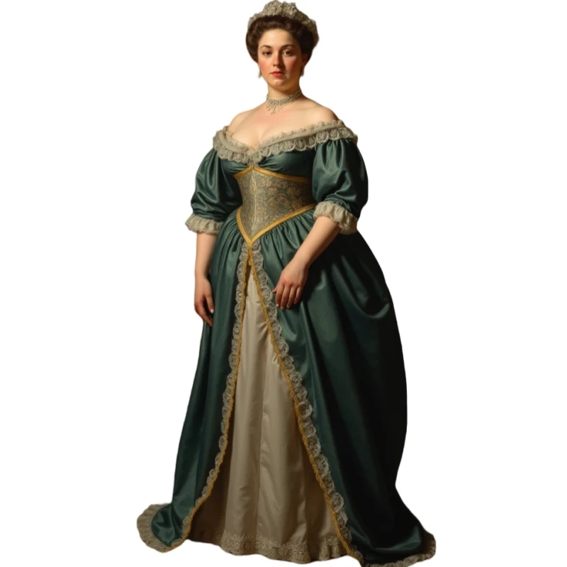 Jägergrünes viktorianisches Ballkleid, Vintage-Korsett, Abendkleid, halbe Ärmel, individuelles Maskerade-Kostüm für Frauen