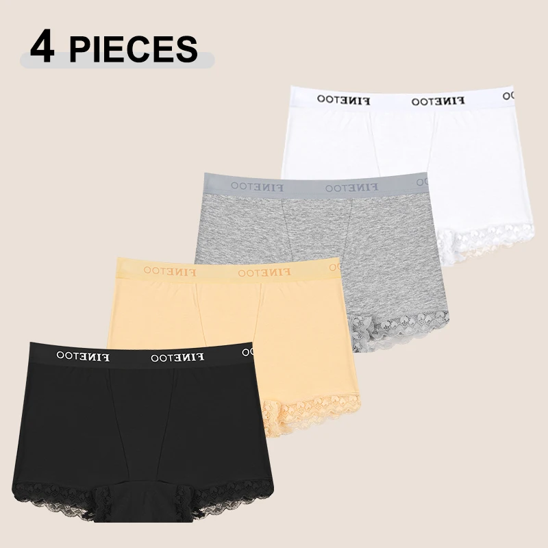 4 STKS Naadloze Katoenen Slipje Voor Vrouwen Sexy Kant Brief Elastische Boyshort Vrouwelijke Sport Comfortabele Ademende Boxershorts