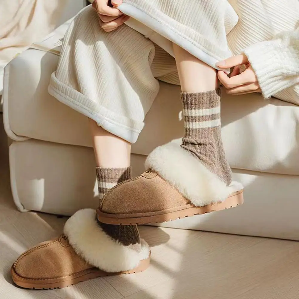 Breathable Women Socks Women’s Ribbed Cuff Socks Twist Texture Mid-tube Socks Sweat-absorbent Thick Warm Autumn for Comfort