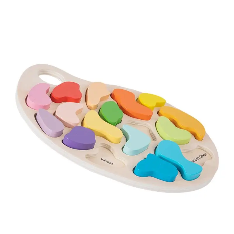 

Color Shape Sorting Paint Palette Wooden Toddler Color Shape Sorting Toy Palette Cognitive Development Parent-Child Interactive