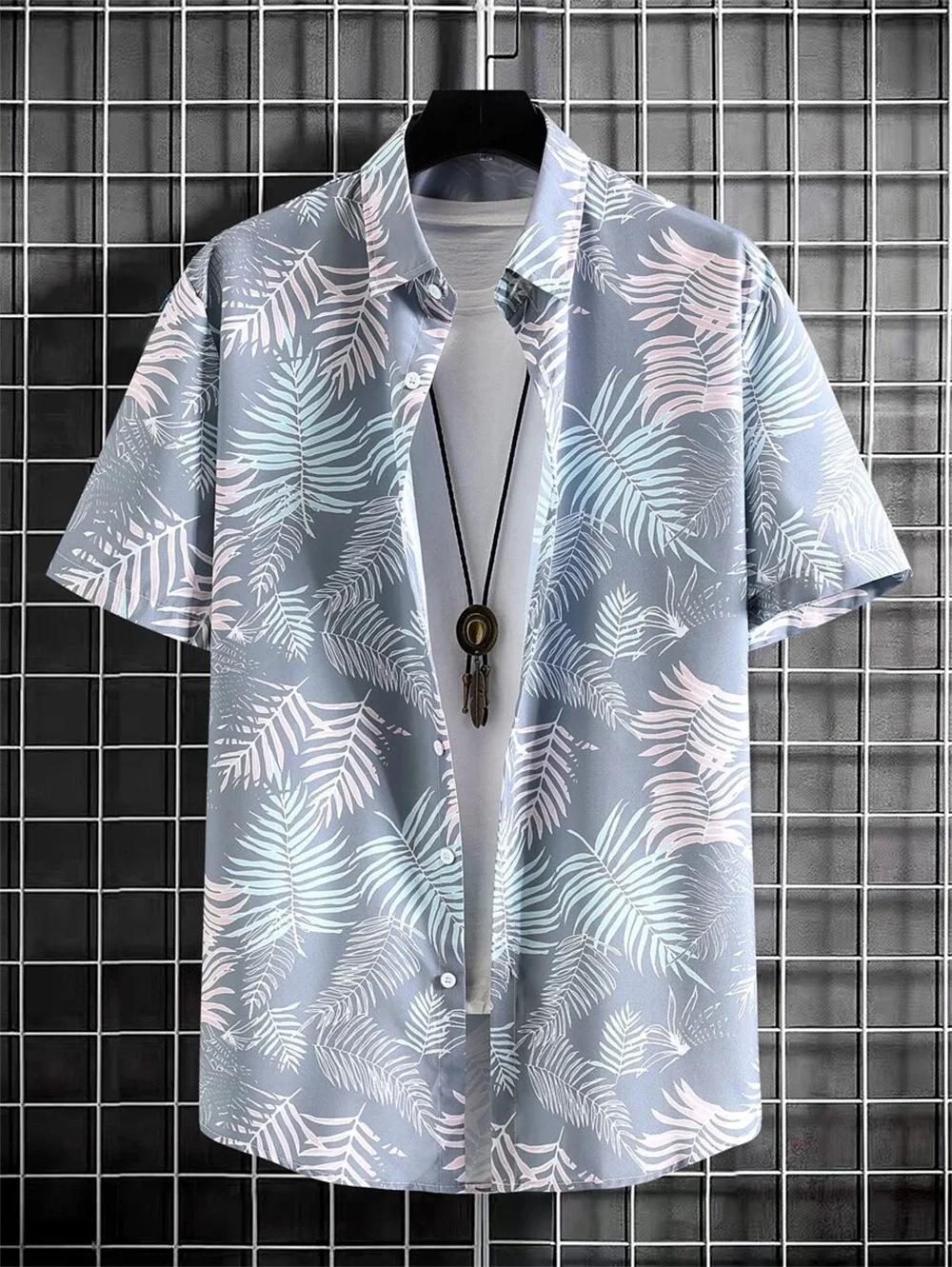 Hawaiiaans overhemd voor heren, kokospalm 3D-geprint, casual strandoverhemd met knopen, hoge kwaliteit, luxe sociale grappige herenkleding