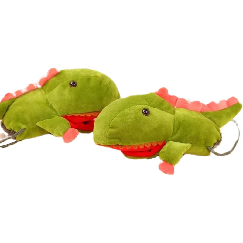 冬の恐竜ハンドパペットおもちゃのパフォーマンスはロープ付きで暖かくて超かわいい、子供の啓発となだめる恐竜人形
