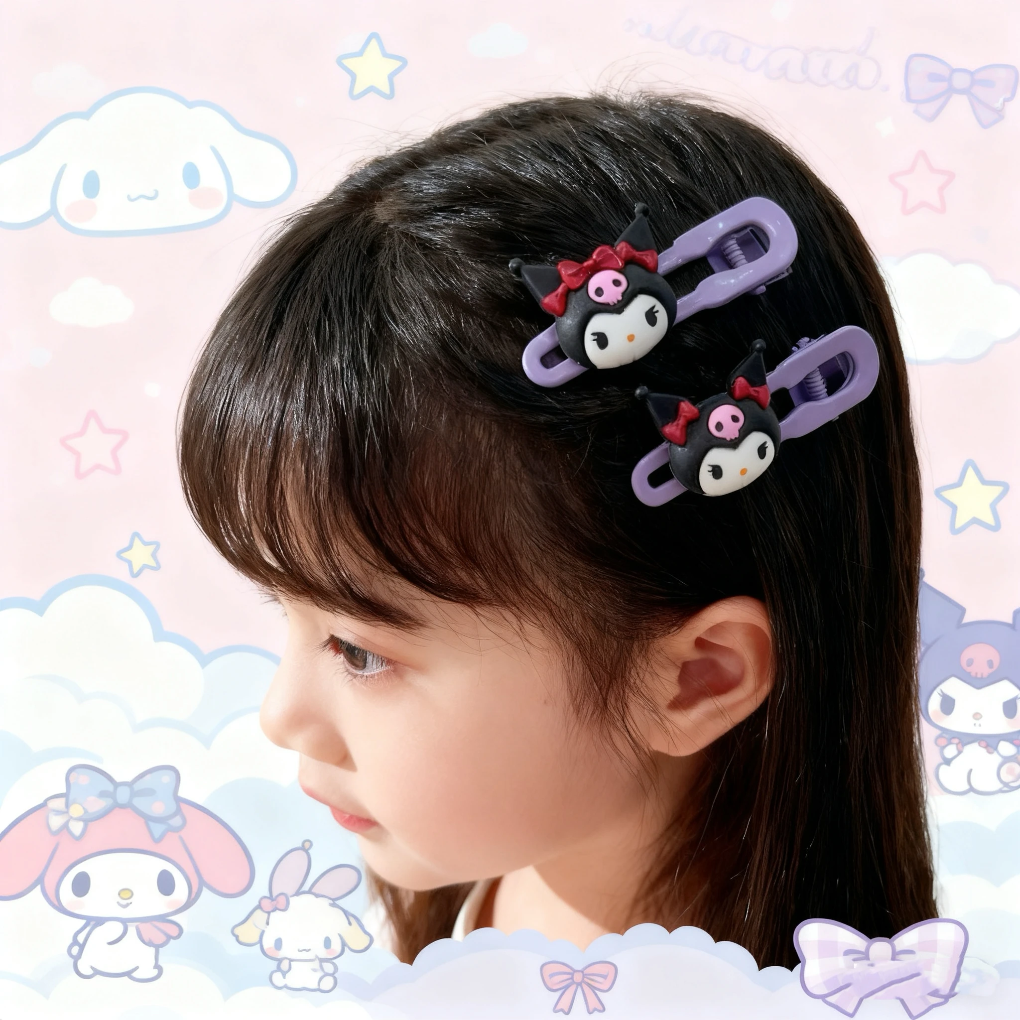 高品質のかわいいキャラクターヘアクリップセット - ハローキティ マイメロディ クロミ キュートな漫画ヘアバレッタ 可愛いヘアアクセサリー