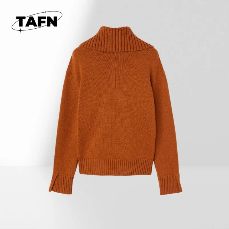 25 Europejski styl kaszmirowy ciepły luksusowy damski sweter uliczny kołnierzyki wyglądają dobrze trend przepływ komfortowy prosty gruby A25050