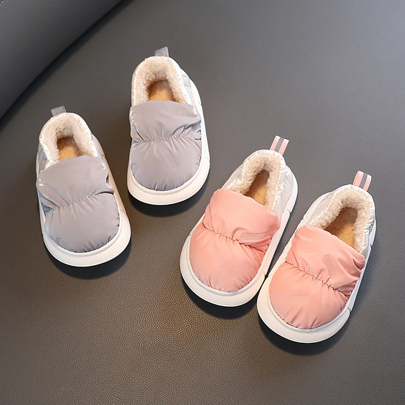 2023 Nieuwe Winter Kinderen Katoenen Schoenen Effen Kleur Doek Waterdicht Antislip Jongens En Meisjes Leuke Warme Indoor slippers Koreaanse