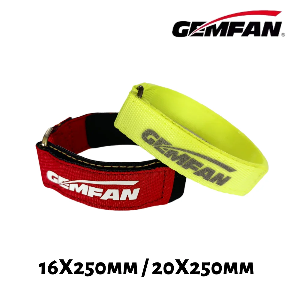 Gemfan High-Strength Anti Skid Woven Lipo Battery Strap Cable Tie 16X250mm Fluo Yellow / 20X250mm Red for FPV Freestyle Drone
