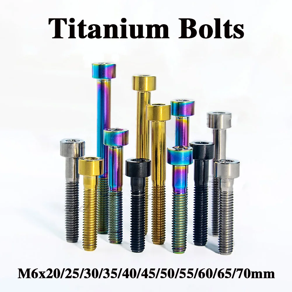 1pcs Titanium Bolts M6x20/25/30/35/40/45/50/55/60/65/70mm Allen Key for Bicycle Stem Seatpost Bike Parts