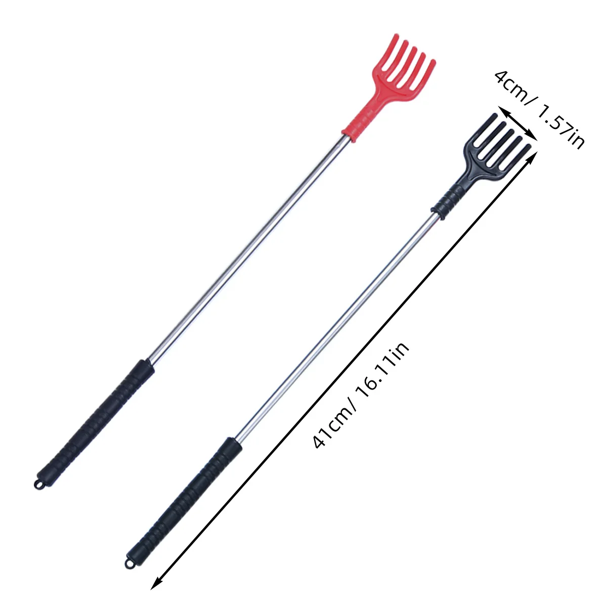 2 Stuks Rvs Terug Scratcher Jeukende Huid Relief Tool Lange Steel Massage Scratcher Comfortabele Veilige Lichaam Schrapen Stok