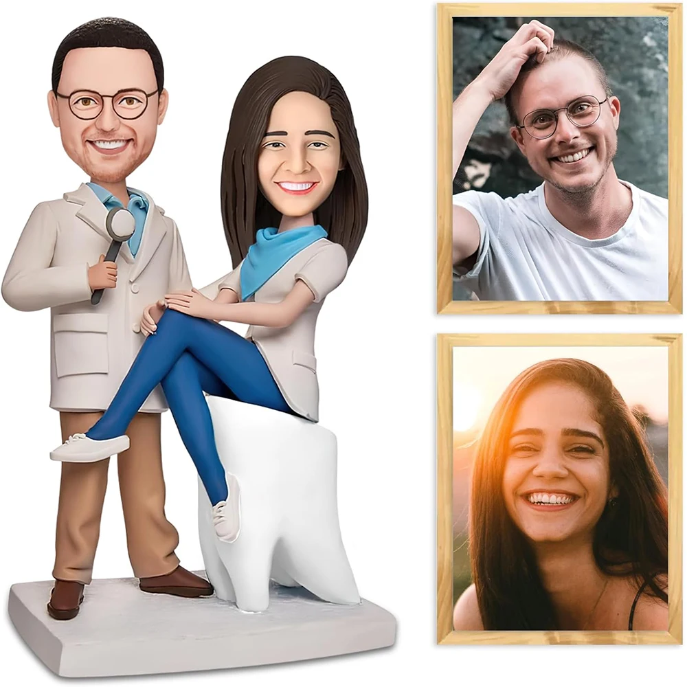 Dentist Couples Custom Bobblehead,Funny Personalized Custom Full,Based on Your Photo,Handmade Figurine for Colleagues