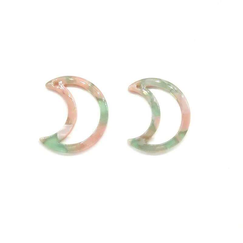 2021 موضة 6 قطع 27 مللي متر جودة عالية شكل القمر حمض الخليك الراتنج السلس دلايات المعلقات DIY بها بنفسك القرط مجوهرات اكسسوارات