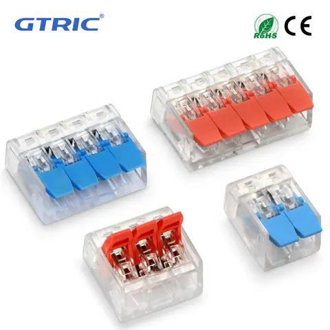 GTRIC 50PCS 퀵 와이어 커넥터 – 2/3/4/5 포트 오렌지 색상, 450V 32A 전기 장비용 범용 플러그인 터미널