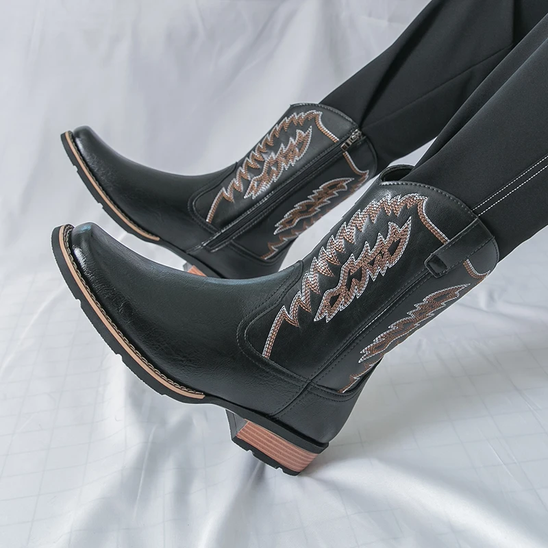 الرجال الأحذية المألوف تشيلسي الأحذية مسود البني الرجال عالية الجودة ماركة غير رسمية فارس الأحذية الجلدية في الهواء الطلق أحذية تدريب 39-48 #5